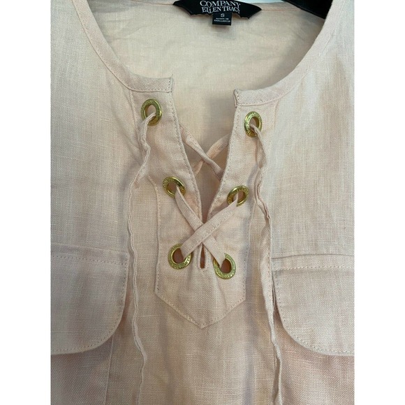 Company Ellen Tracy Peach Linen Top Sz. Small Casual Blouse Shirt‎ Women's EUC - Picture 3 of 9